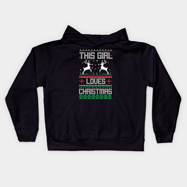 This Girl Loves Christmas Sweater Kids Hoodie by MZeeDesigns